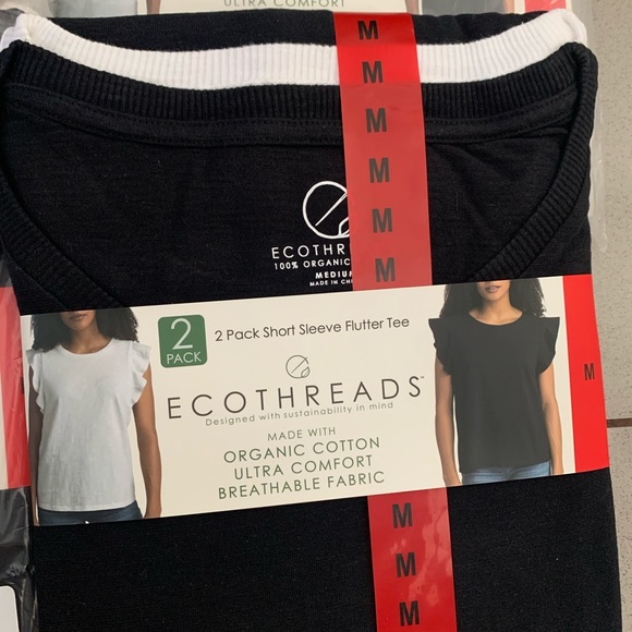 Ecothreads 2 pack short sleeve flutter tee - 100% organic - Picture 3 of 6